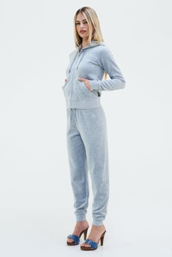 SILVER MARL CLASSIC VELOUR CUFFED JOGGER - XXL / Grey