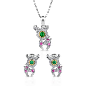 Jeulia "Christmas Deer" Sterling Silver Jewelry Set