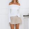 Iced Macaron Off Shoulder Knit Top White