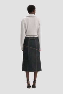 Victoria Beckham Half-Zip Milano Jumper In Grey Marl - XL - Womens