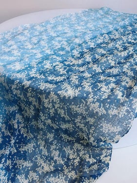 Artisanal 100% Linen Wax-Dyed Scarf - Petite Blossoms / One-Size