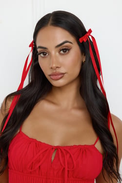 Long Bow Hair Clips Red