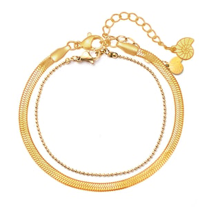 Snake and Bead Chain Bracelet Set