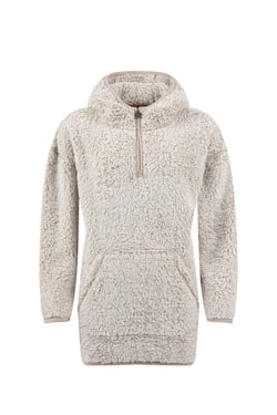 Weird Fish Faye Cosy Longline Fleece Hoodie Beige Size 18