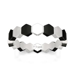 Jeulia "Unconditional Love" Football Design Sterling Silver Men's Band