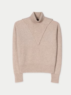 Organic Color Dual-Collar Cashmere Sweater - XL / warm grey / WK1102-1000