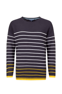 Weird Fish Sutton Striped Knitted Crew Jumper Dark Navy Size 8