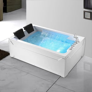 73" Double Jacuzzi Bathtub with Thermostat & LED Jetted Massage Hydrotherapy Tub