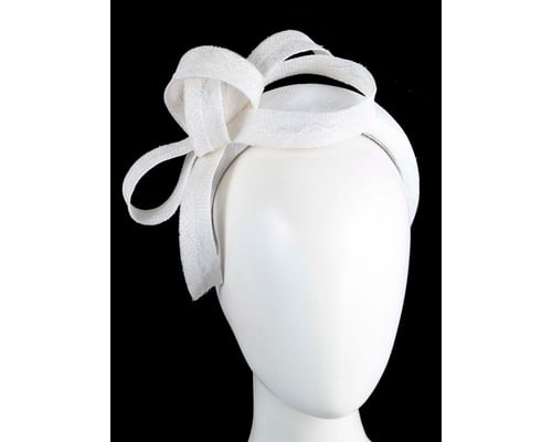 Sculpted white sinamay bow headband
