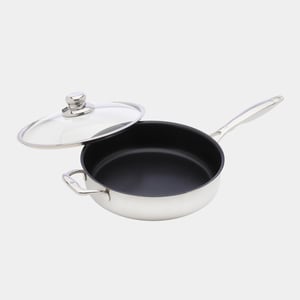 Nonstick Clad Saute Pan with Glass Lid - Induction - 4.2 qt