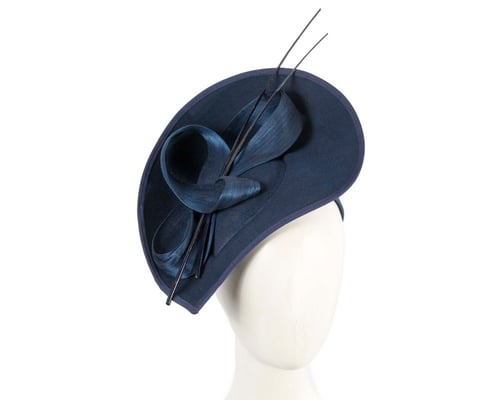 Large navy winter fascinator by Max Alexander