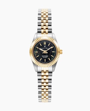 Mini Inspiration 22mm Two-hands Two-tone Black dial Stainless steel swiss watch - 22 mm