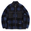And Wander Check Boa Jacket Blue