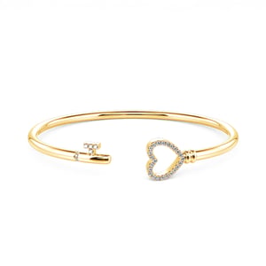 Jeulia "Key to My Heart" Sterling Silver Bangle