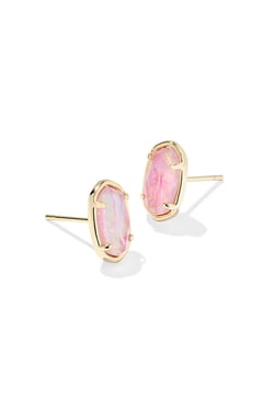 Grayson Gold Stone Stud Earrings Pink Iridescent Mother Of Pearl
