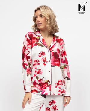 Isabella Womens Floral Printed Jersey Pyjama Top - 28
