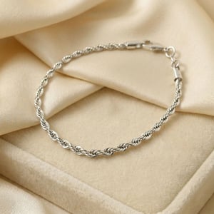 Rope Chain Shiny Silver Minimalist Elegant Bracelet