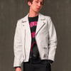 ST White Leather Biker Jacket