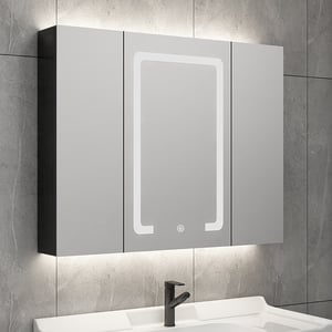 32" Modern Wall-mounted LED Lighted Bathroom Medicine Cabinet Vanity Mirror with Storage