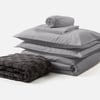 QE Home 5-Piece Organic Cotton Sheeting Starter Bundle - Sleet Grey, GOTS Certified, Double
