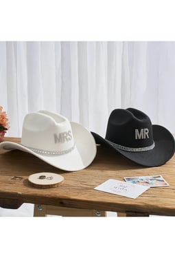 AW Bridal Couple Felt Hat Set
