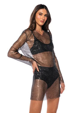 AKIRA Prsym Embellished Mini Dress | Black