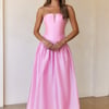 Princess Cut Strapless Maxi Dress Pink