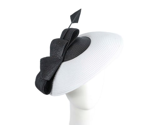 White & Black "saucer" fascinator hat by Max Alexander