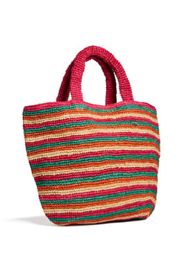 Stripe Woven Tote - One Size
