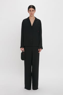 Victoria Beckham VB Monogram Pyjama Sleep Set In Black - XL - Womens
