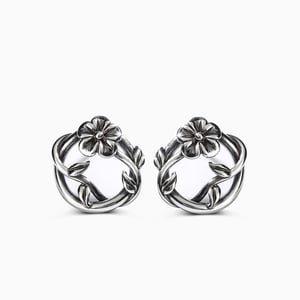 Jeulia "Cherry Blossom" Flower Sterling Silver Earrings