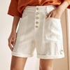Linen Button-Fly Quarter Shorts LUCY - Off White / M