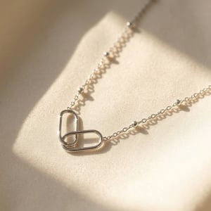 Interlocking Paperclip Infinity Silver Necklace