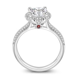 Jeulia "Queen's Crown" Vintage Halo Engagement Ring Sterling Silver