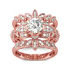 Jeulia 3PC Leaf Shape Round Cut Sterling Silver Ring Set