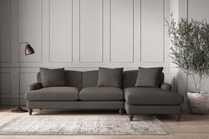 nkuku Deni Large Right Hand Chaise Sofa | Make To Order | Brera Linen Granite | No Colour