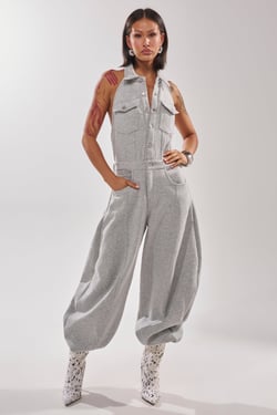AKIRA Jetsetter Jumpsuit In French Terry | Size Large