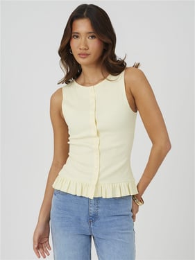 Brave Soul Sweetie Sleeveless Top - Lemon - XS