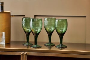nkuku Mila Wine Glass Set Of 4 | Glassware | Dark Emerald