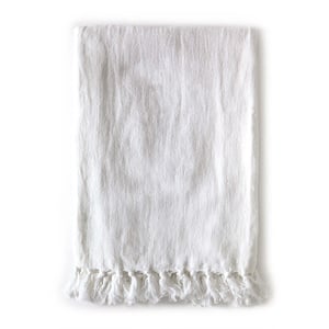 Montauk Linen Throw Blanket   White