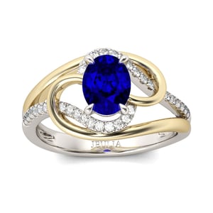 Jeulia Two Tone Oval Cut Sterling Silver Ring