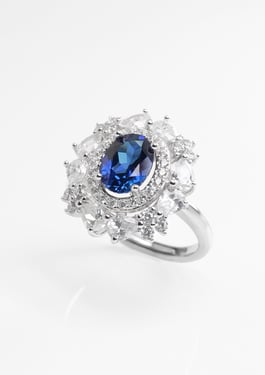 Exquisite Sapphire Ring - Ocean'S Petals - One-Size