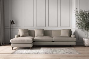 nkuku Deni Left Hand Chaise Sofa | Make To Order | Grand | Recycled Cotton Flax