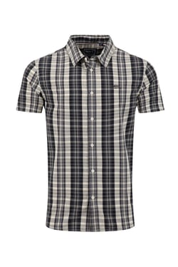 Weird Fish Judd Short Sleeve Check Shirt Black Size XL