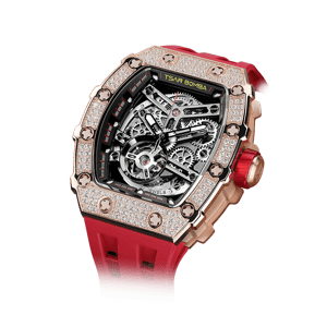 TSAR BOMBA Elemental Series Red Men's Skeleton Automatic Mechanical Watch 閳ワ拷Cubic Zirconia Bezel, Stainless Steel Case, Sapphire Crystal, Fluoroelastomer Strap, 50M Waterproof, A+ Night Lume