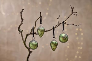 nkuku Jalshara Baubles Set Of 4 | Christmas Decorations | Moss