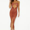 Destiny Compass Midi Dress Brown
