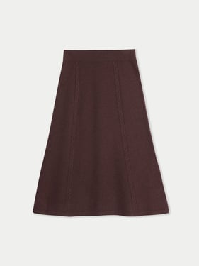 A-Line Cashmere Knitted Skirt - XL / deep mahogany / WK1026-1894