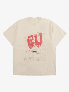 Retro Washed Dissolved Heart T-shirt - Apricot / XL