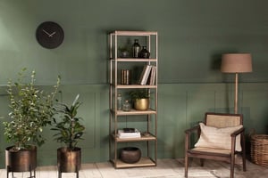 nkuku Marjori Mango Wood And Iron Standing Shelves | Storage Furniture | Narrow | Natural